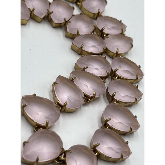 J. Crew Frosted Matte Satin Light Pink Teardrop Rhinestone Full Necklace - Picture 14 of 16